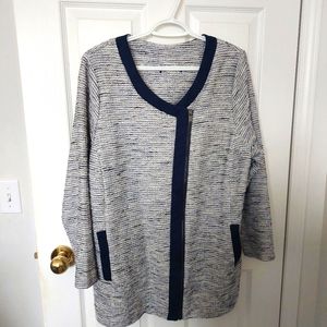 Navy and White Zip-Up Blazer